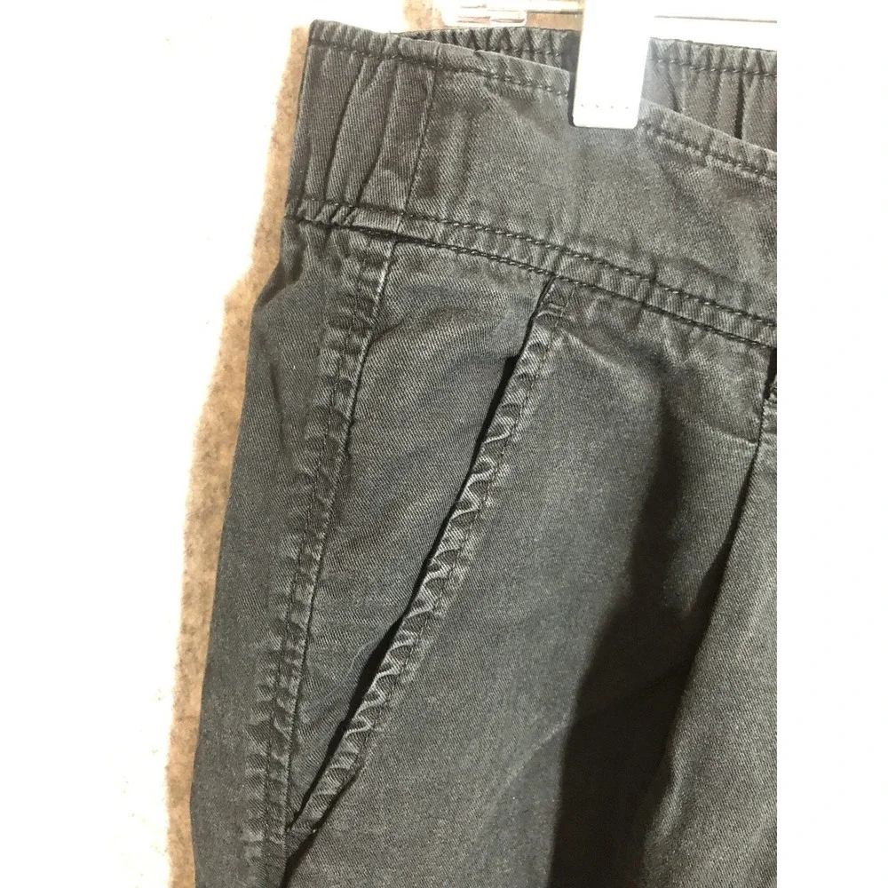 Quince Pants 14 Black Wide Leg Cropped Linen Blend Stretch Casual Career Classic